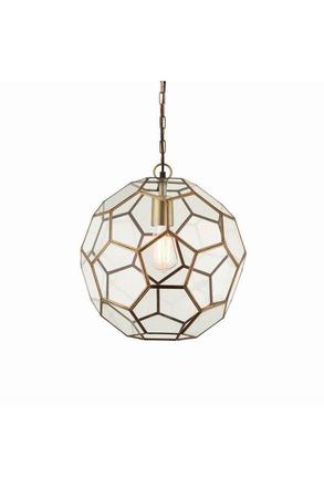 Netlighting Miele 1 Light Spherical Ceiling Pendant Antique Brass Glass E27 in Gold