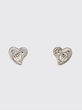 Vivienne Westwood Faye Heart-Shaped Earrings in Metal with Orb Logo