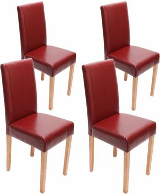 Hhg Hhg - Juego De 4 Sillas De Comedor Silla De Cocina Littau, Cuero, Patas Rojas Claras