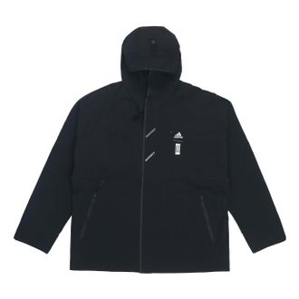 adidas Mens adidas Wj Wv Jkt Martial Arts Series Logo Hooded Fleece Lined Sports Jacket Black HE5117