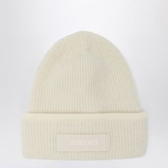 Jacquemus Ribbed Wool Hat Off White