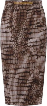 Elisabetta Franchi Midi Rok - Dames - Kokerrokken - Bruin - S - Leer - Rokken
