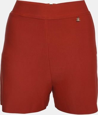 Elisabetta Franchi Red Stretch Knit High Waist Shorts