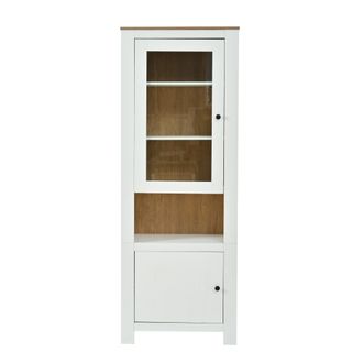 STILVORA Vitrina Con 2 Puertas, 6 Huecos, Estantes Ajustables Y Led Para Sal&oacute;n, En Tablero De Part&iacute;culas, 70&times;40&times;188 Cm, Blanco