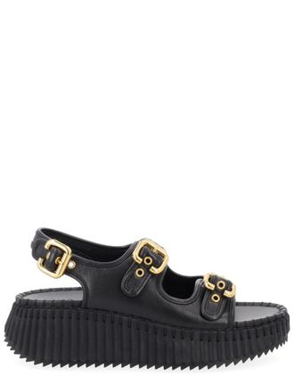 Chlo&eacute; Black Solid Nama Sandals