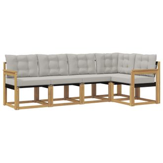 vidaXL Conjunto De Sof&aacute;s De Exterior 5 Pcs Blanco Y Gris Claro Vidaxl