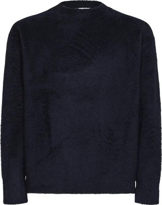 Roberto Collina Girocollo ML Brushed Com Fit - Heren - Ronde hals truien - Blauw - L - Truien & Vesten