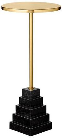 AYTM Marmor Design Beistelltisch & Blumens&auml;ule Solum Schwarz/Gold, &oslash; 32 x 55 cm