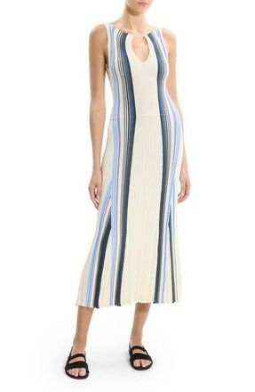 Theory Drape Cotton Blend Ribbed Tank Dress in Ivory Multi - Chk at Nordstrom, Size Medium