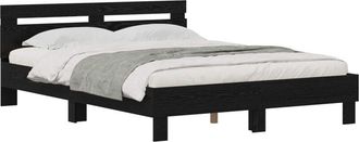 vidaXL Estructura De Cama Con Cabecera Roble Negro 160 X 200 Cm Vidaxl