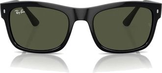 Ray-Ban Rechthoekige zonnebril met groene lenzen - unisex - Zonnebrillen - Zwart - 56 MM - Accessoires