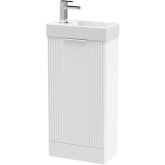 Nuie Nuie - Deco Compact Floor Standing 1-Door Vanity Unit with Basin 400mm Wide - Satin White