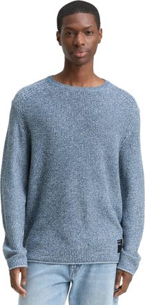 Tom Tailor Denim Strickpullover TOM TAILOR DENIM, Herren, Gr. XXL, denim blau wei&szlig; mouline, Strick, Obermaterial: 100% Polyacryl, unifarben, regular fit normal, Rundha