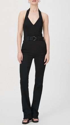 Paige Manhattan Halter Jumpsuit In Black Shadow