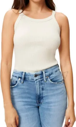 Good American Chunky Rib Tank Bodysuit In Bone
