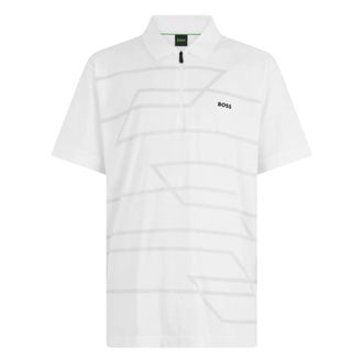 HUGO BOSS Cotton Polo with Zip - male - Boss - Polo Shirts - White - 2XL - Tops