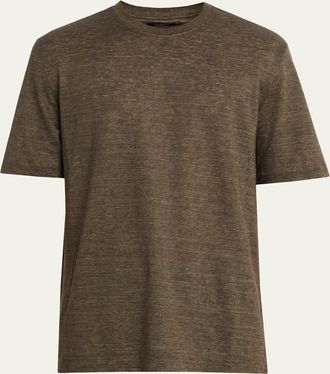 Ermenegildo Zegna Mens Solid Linen Crewneck T-Shirt