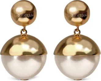 Carolina Herrera Oorstekkers met gegraveerd logo - Dames - Oorbellen - Geel - ONE Size - Accessoires