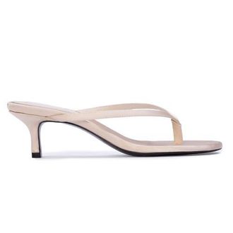 Black Suede Studio Tash 50 Satin Thong Sandal in Champagne Satin at Nordstrom, Size 37