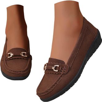 Generic Shoes for Women UK,Women Leather Loafer Shoes,with Arch Support Fashion Lightweight Breathable Slip On Flat Loafers,Light Weight Round Toe Business Wa