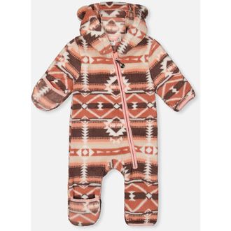 Deux par Deux Mid-Season Fleece Animal Ear Hood Fold-Over One-Piece Outerwear in Aztec Pink at Nordstrom, Size 24M