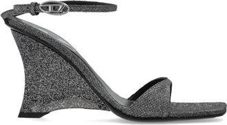 Diesel D-Amber Wedge Sandal - Dames - Sleehakken - Grijs - 37 EU - Katoen - Schoenen