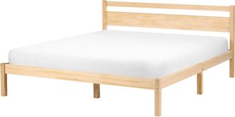 Beliani Cama Con Somier Estilo Minimalista De Madera De Pino 140 X 200 Cm Marr&oacute;n Claro Mercurer