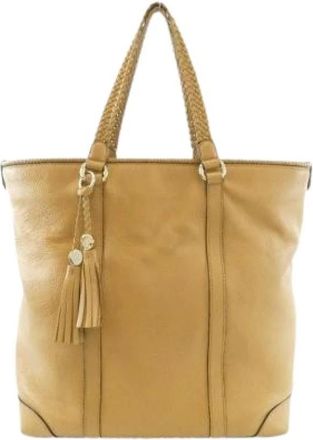 Gucci Pre-owned Leren Schoudertas - Dames - Vintage Shopper - Beige - ONE Size - Leer - Vintage
