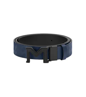 Montblanc Blue Logo Cut To Size Reversible Belt