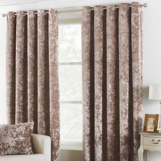 Riva Paoletti Verona Crushed Velvet Eyelet Curtains in Off-White | Size: 229 cm width x 229 cm drop