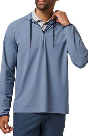 Travis Mathew Hero Hour Performance Half Zip Hoodie in Bering Sea at Nordstrom, Size Xx-Large
