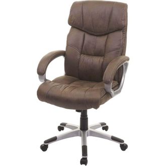 Hhg Non utilizzato] Poltrona sedia ufficio girevole regolabile HHG 776 design moderno tessuto effetto scamosciato marrone
