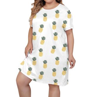 Generic Nightdresses For Women Uk Plus Size - Floral Pyjamas Set For Women - Sleepwear Short Sleeve Nightgown With Flowers Nightdresses With Sleeves Nightwear