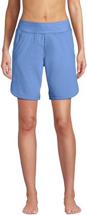 Lands End 9 Quick Dry Elastic Waist Modest Board Shorts Swim Cover-up Shorts with Panty in Lake Blue at Nordstrom, Size 26W