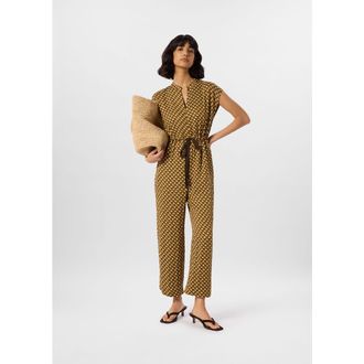 Whistles Ikat Spot Sleeveless Jumpsuit in Khaki/multi at Nordstrom, Size 14