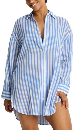 Sea Level Australia Vacay Cruise Cover-Up Shirt in Chambray at Nordstrom, Size Medium