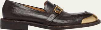 Versace Mens Medusa Buckle Calf Leather Loafers
