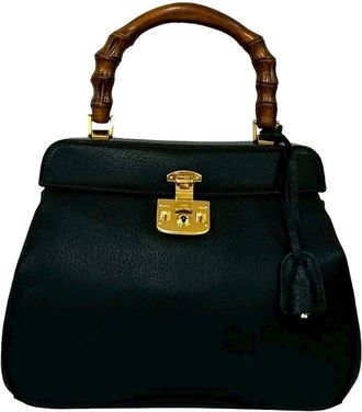 Gucci Pre-owned Gucci Medium Grained Calfskin Bamboo Lady Lock Handbag K54QQX574ERJ651M