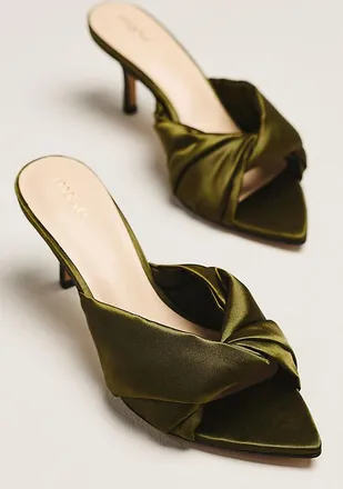 Maeve Ilora Satin Twist Mule Heels