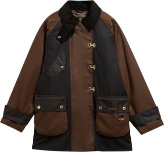 Barbour Jassen, Dames, Bruin, M, Katoen, Felton Waxed Jack met Ruitpatroon
