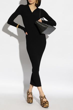 Alaia Ribbed Dress, Womens, Black