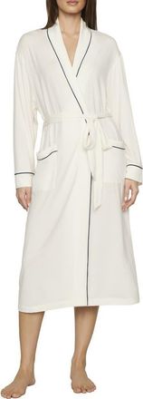 Eberjey Gisele Longline Robe in Ivory/navy at Nordstrom, Size X-Large