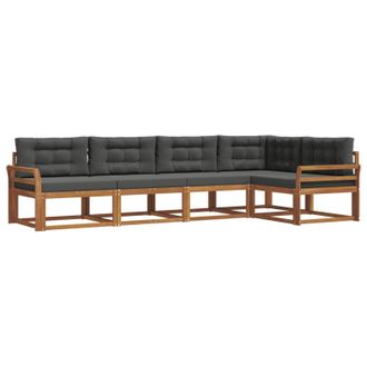vidaXL Conjunto De Sof&aacute;s De Exterior 5 Pcs Natural Y Antracita Vidaxl