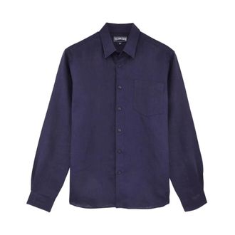 Vilebrequin Caroubis Linen Shirt - Heren - Casual Overhemden - Blauw - L - Linnen - Overhemden