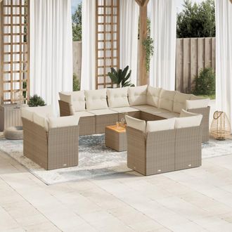vidaXL Set De Sof&aacute;s De Jard&iacute;n 12 Pzas Y Cojines Rat&aacute;n Sint&eacute;tico Marr&oacute;n Vidaxl