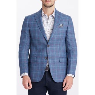Robert Graham Cable Plaid Wool Blend Sport Coat in Blue at Nordstrom Rack, Size 48 Regular