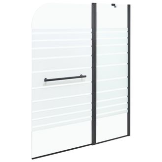 Beliani Mampara De Ba&ntilde;o Minimalista Con Puerta De Vidrio Templado Negro 140 X 100 Cm Tuapi