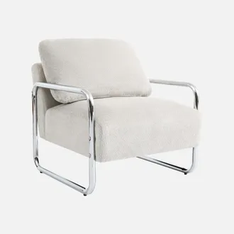 Sweeek Sill&oacute;n Vintage De Tela Chenilla Con Estructura Cromada