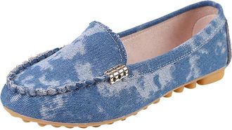 Generic Elegant Womens Pointed Toe PU Leather with Comfortable Walking Heel for and Casual Occasions (Blue, 6.5)