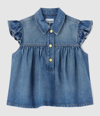 Ganni Top Light Weight Denim Tint Wash